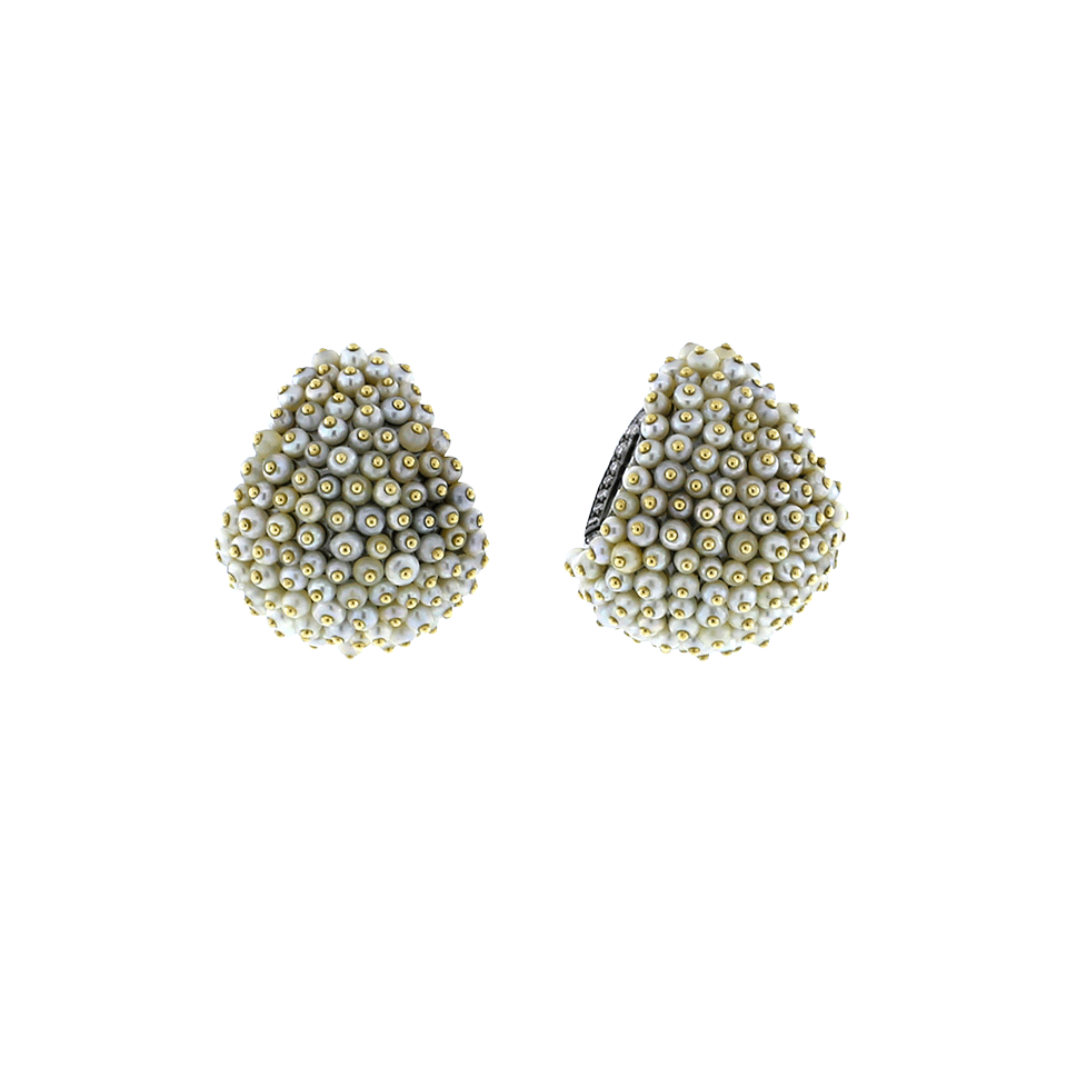 ARUNASHI-Natural Basra Pearl Huggie Earrings-BLACK GOLD