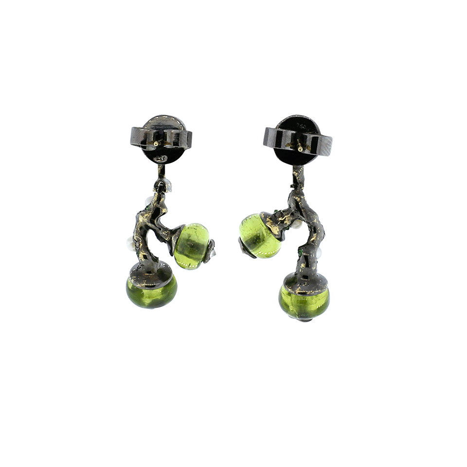 ARUNASHI-Peridot Bead Fruit Earrings-BLACK GOLD