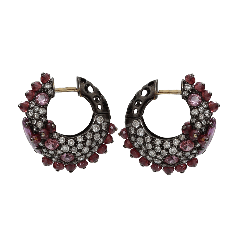 ARUNASHI-Pink Sapphire And Rhodolite Garnet Earrings-BLACK GOLD