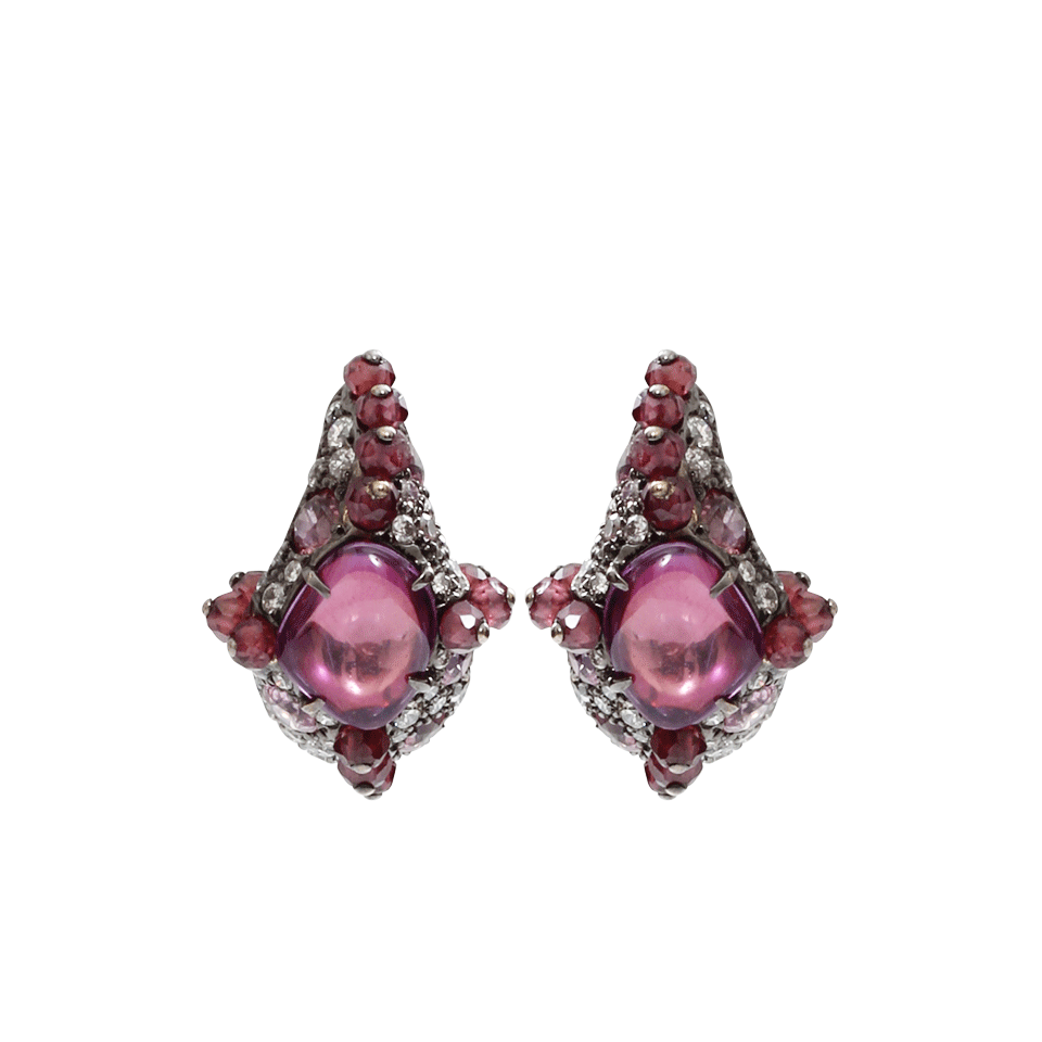 ARUNASHI-Pink Sapphire And Rhodolite Garnet Earrings-BLACK GOLD