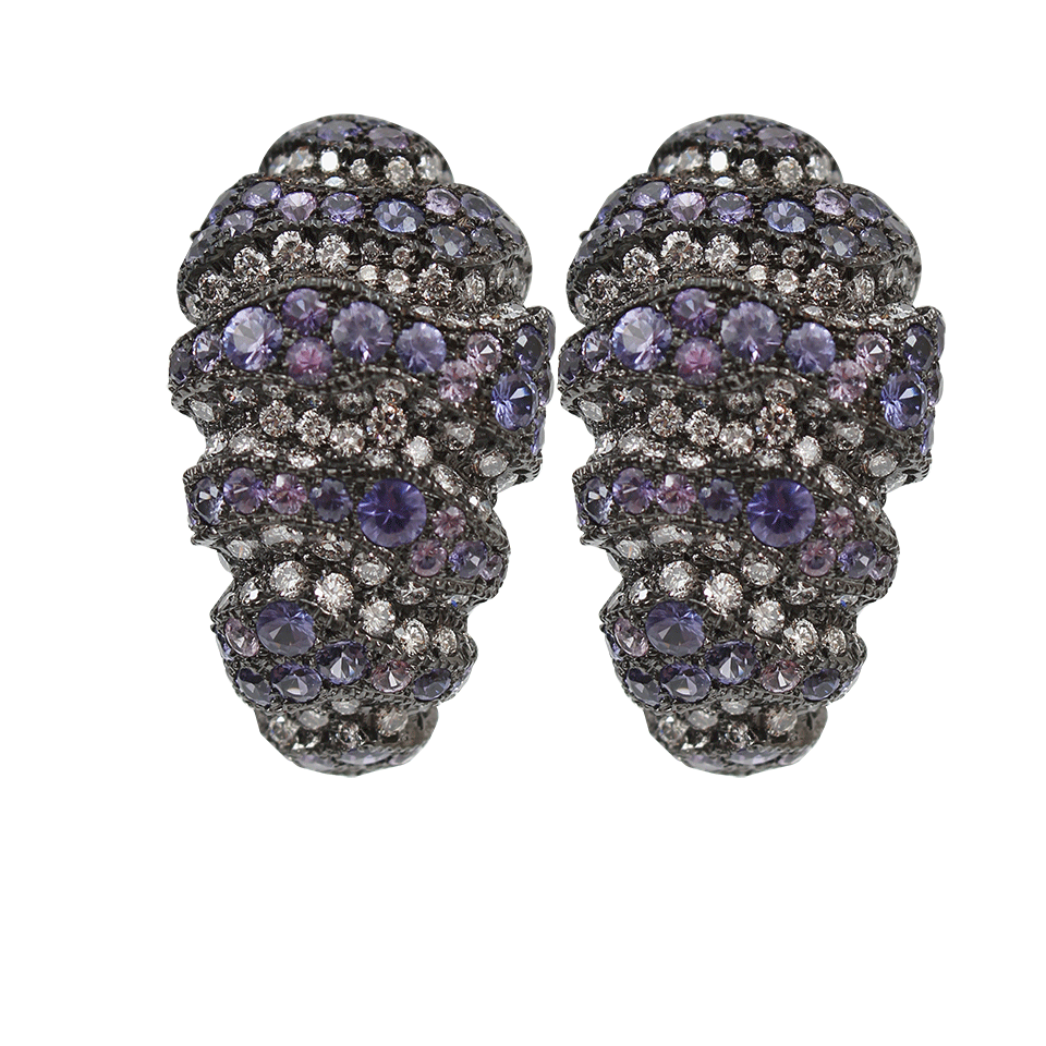 ARUNASHI-Purple Sapphire Earrings with Diamonds-BLACK GOLD