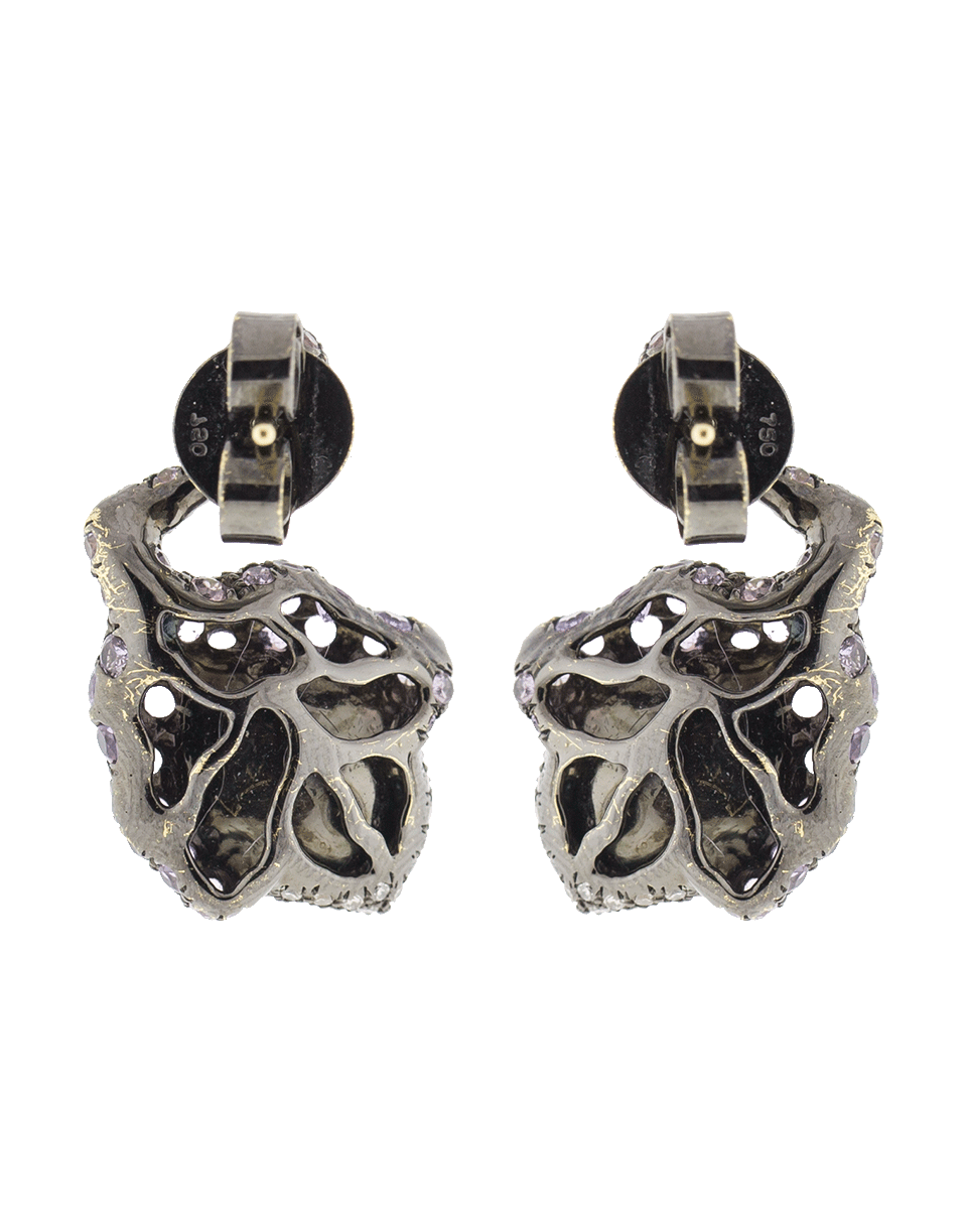 ARUNASHI-Purple Sapphire Flower Bud Earrings-BLACK GOLD