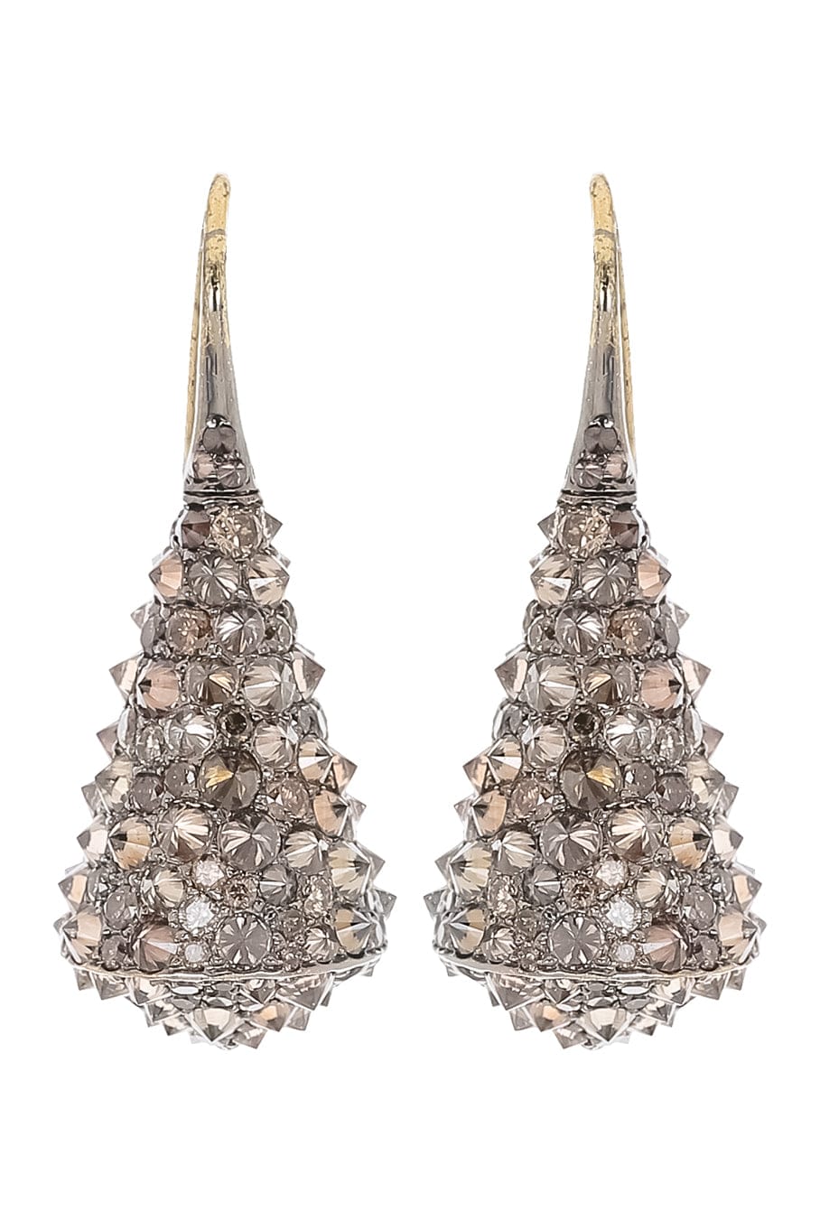 ARUNASHI-Reverse Set Cognac Diamond Earrings-BLACK GOLD