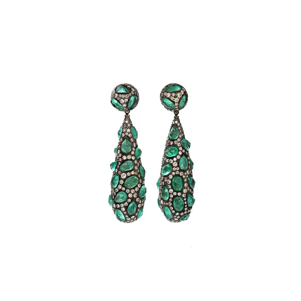 ARUNASHI-Rose Cut Emerald Earrings-BLACK GOLD