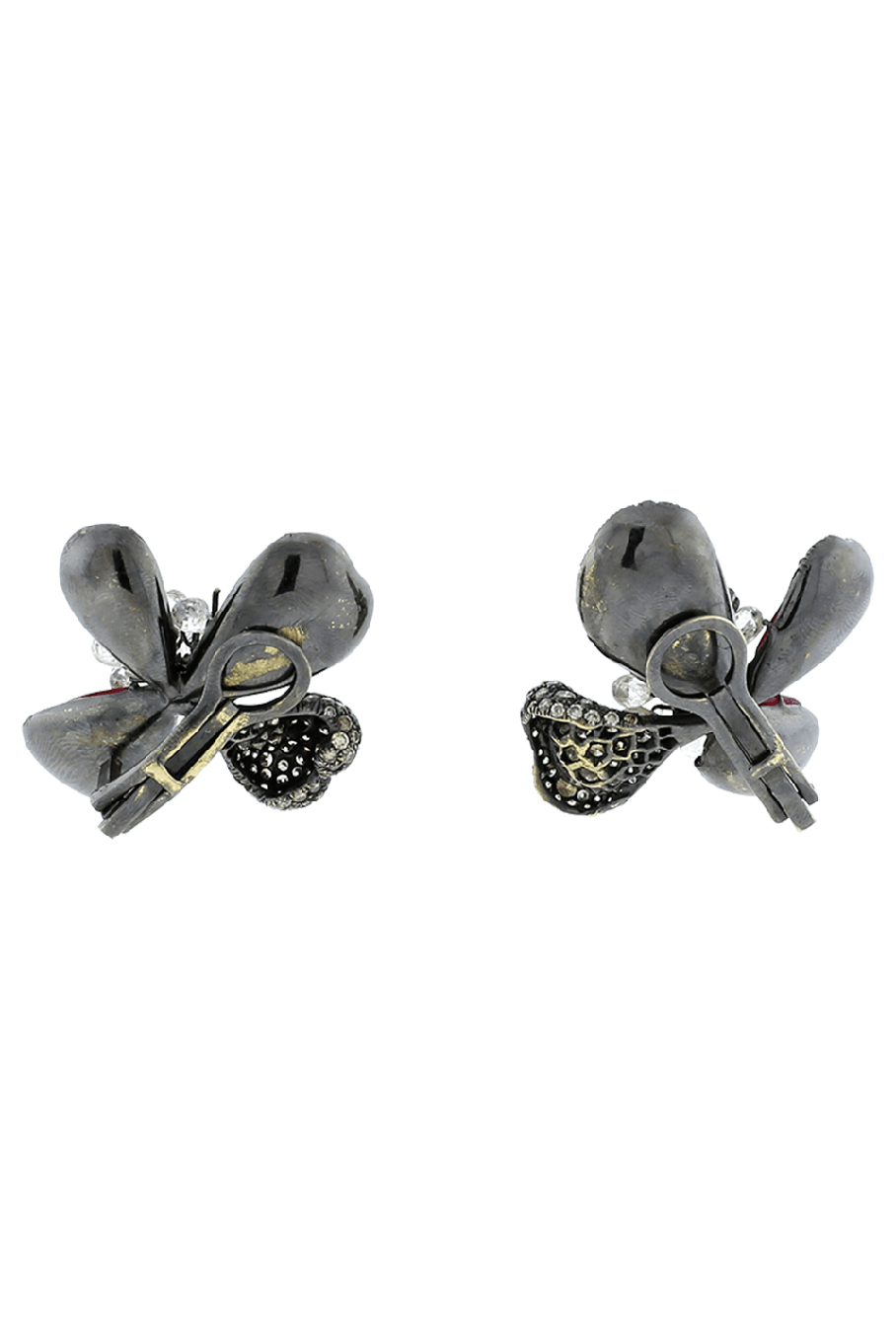 ARUNASHI-Ruby Orchid Earrings-BLACK GOLD