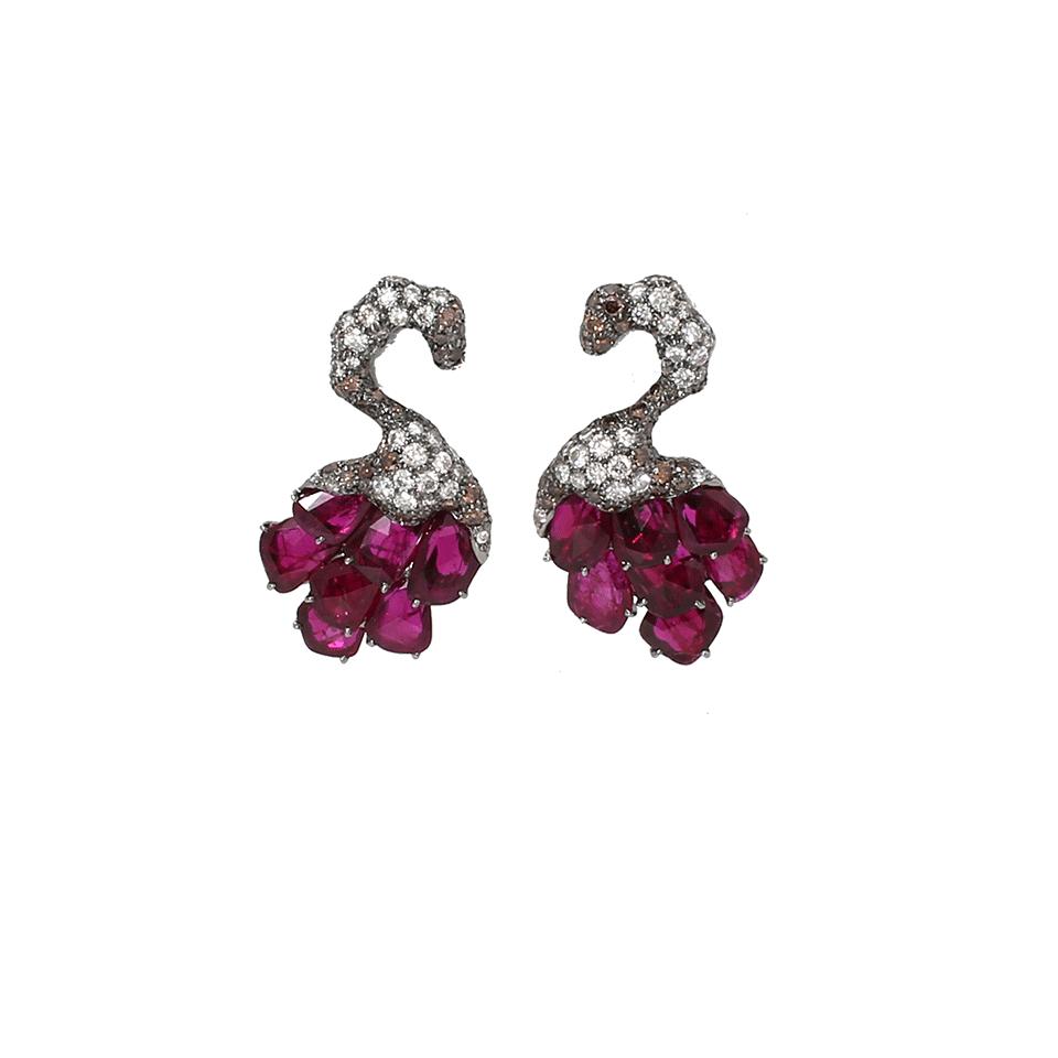 ARUNASHI-Ruby Swan Earrings-BLACK GOLD