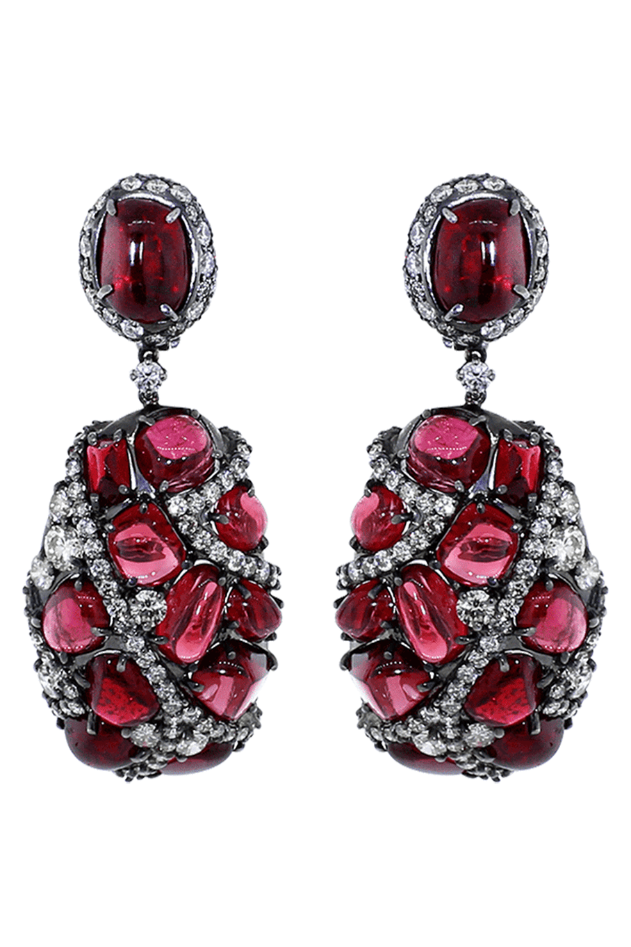 ARUNASHI-Spinel And Diamond Earrings-BLACK GOLD