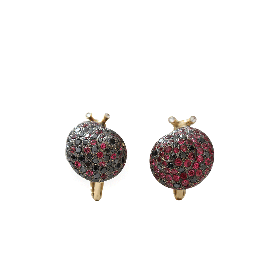 ARUNASHI-Spinel And Diamond Snail Earrings-BLACK GOLD