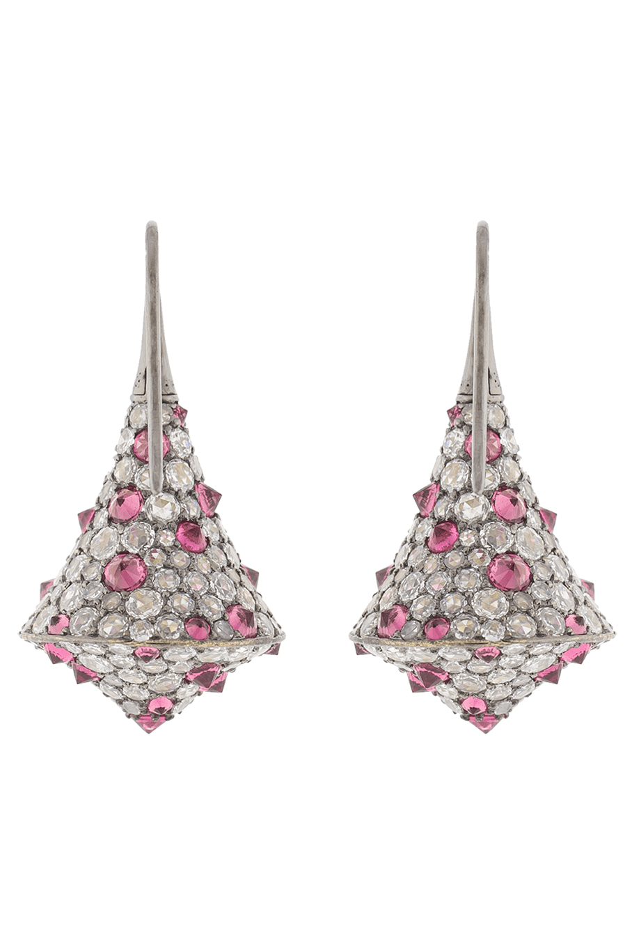 ARUNASHI-Spinel and Rosecut Diamond Spinner Earrings-BLACK GOLD