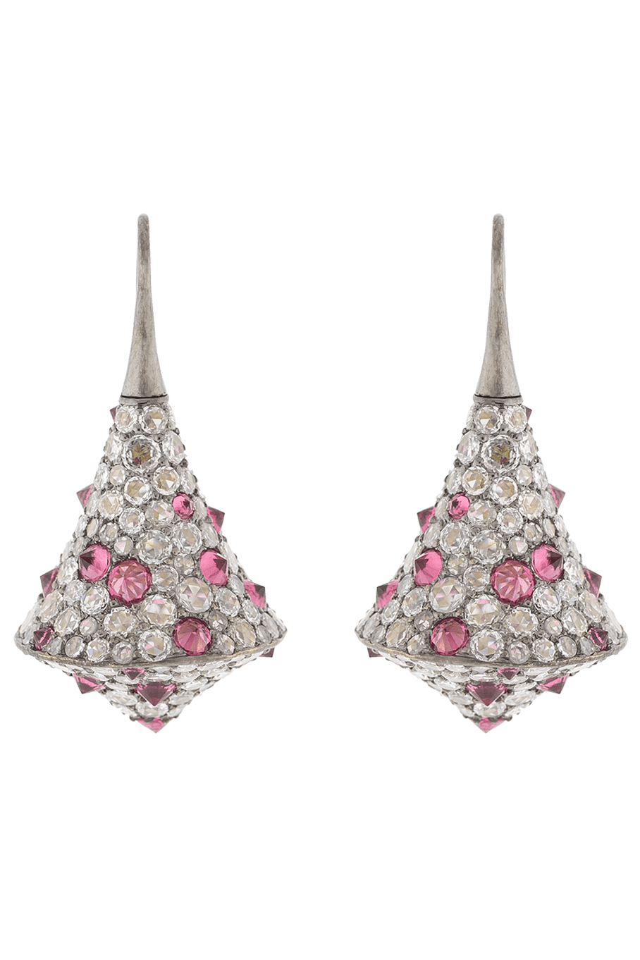 ARUNASHI-Spinel and Rosecut Diamond Spinner Earrings-BLACK GOLD