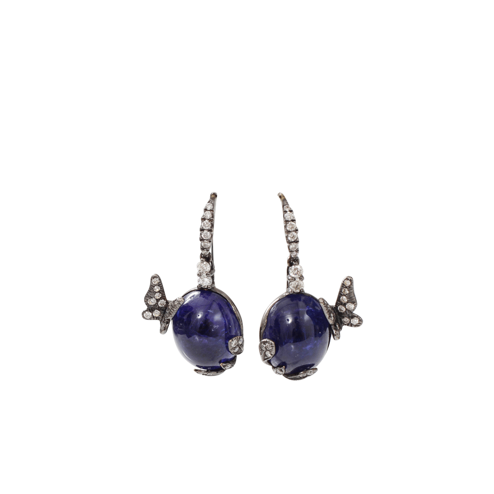 ARUNASHI-Tanzanite And Diamond Butterfly Earrings-BLACK GOLD