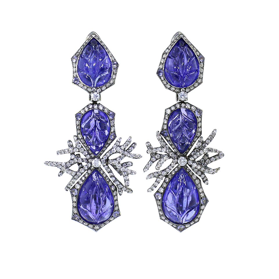 ARUNASHI-Tanzanite And Diamond Earrings-BLACK GOLD