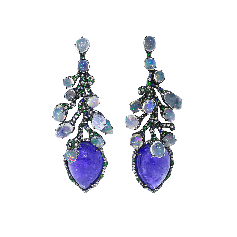 ARUNASHI-Tanzanite And Opal Earrings-BLACK GOLD