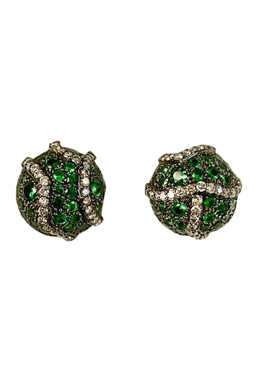 ARUNASHI-Tsavorite Diamond Earrings-BLACK GOLD