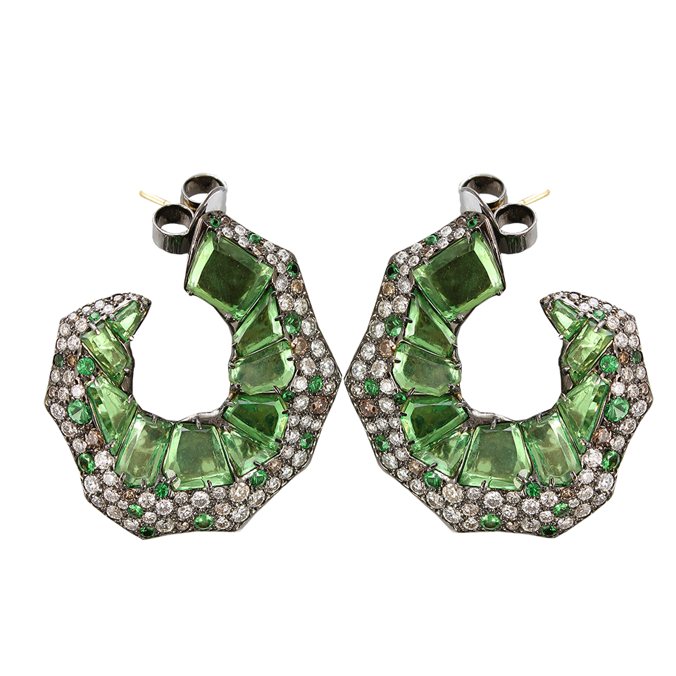 ARUNASHI-Tsavorite Knike Edge Hoop Earrings-BLACK GOLD