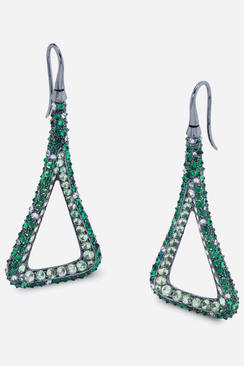 ARUNASHI-Tsavorite Triangle Earrings-BLACK GOLD