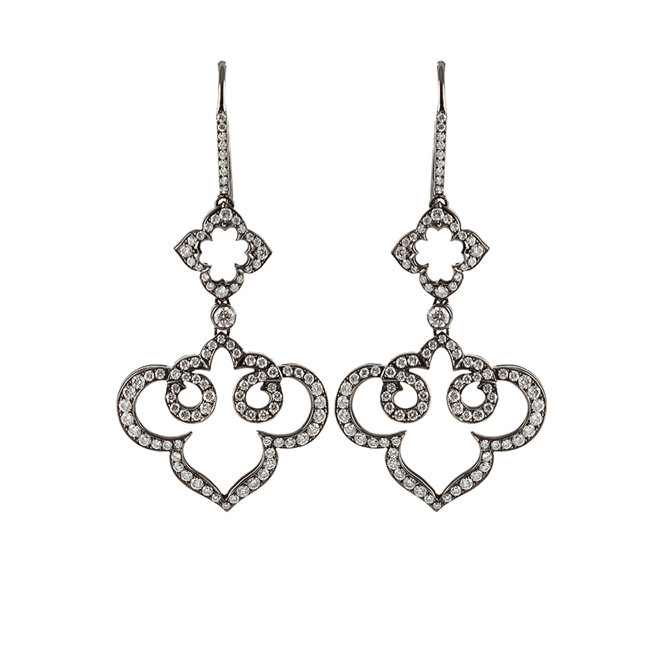 ARUNASHI-Diamond Fleur-De-Lys Earrings-BLCK GLD