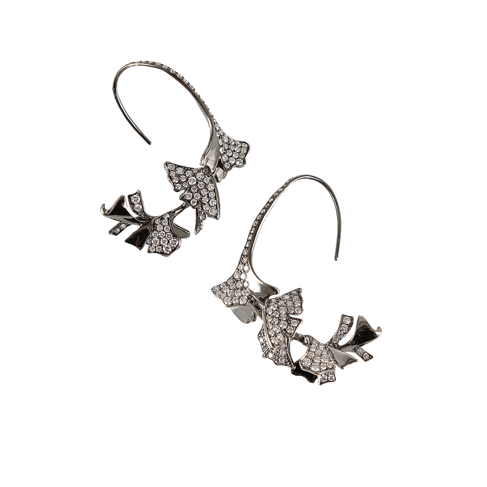 ARUNASHI-Diamond Maple Leaf Earrings-BLCK GLD