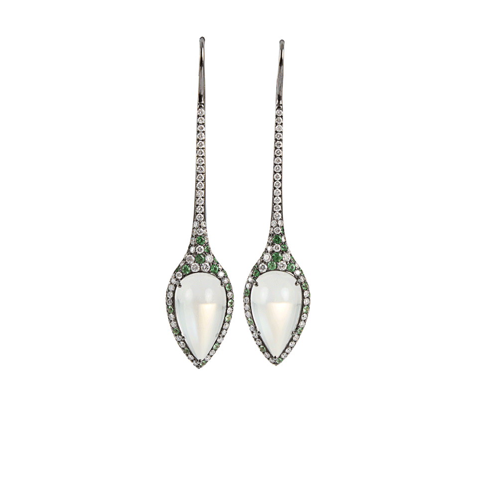 ARUNASHI-Moonstone, Demantoid, and Diamond Earrings-BLCK GLD
