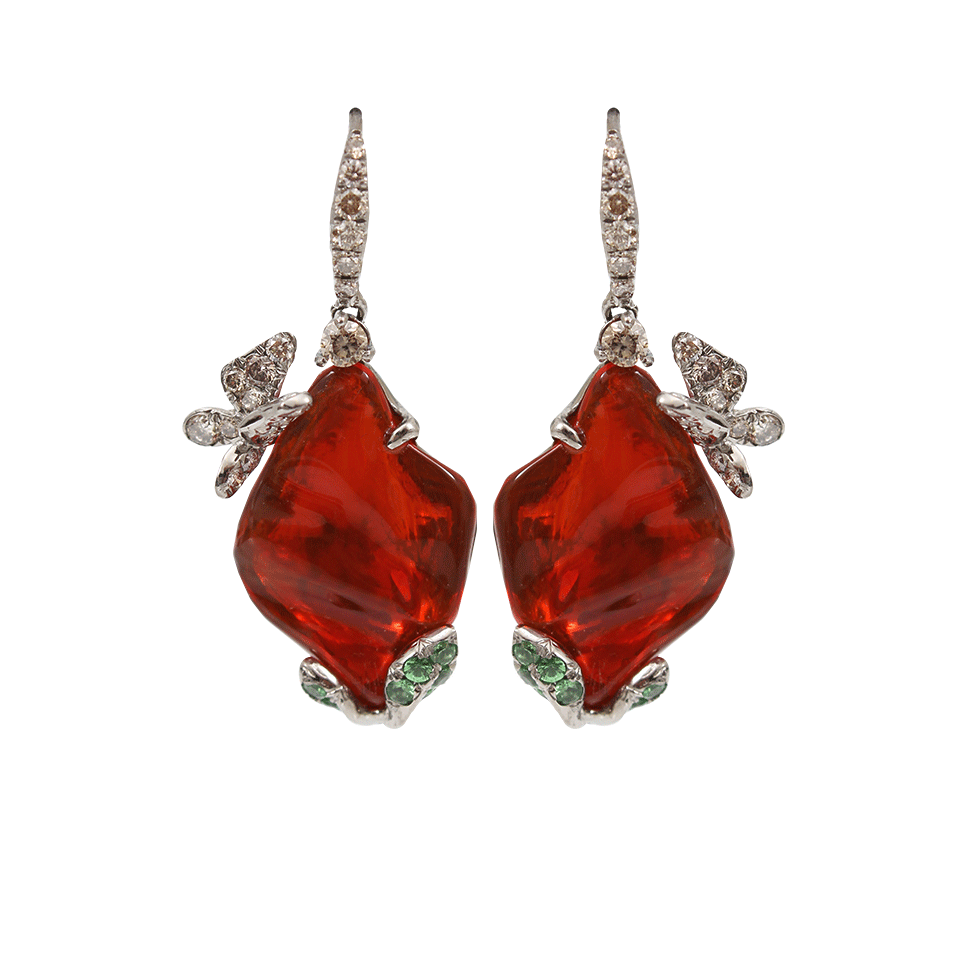 ARUNASHI-Fire Opal Butterfly Earrings-TITANIUM