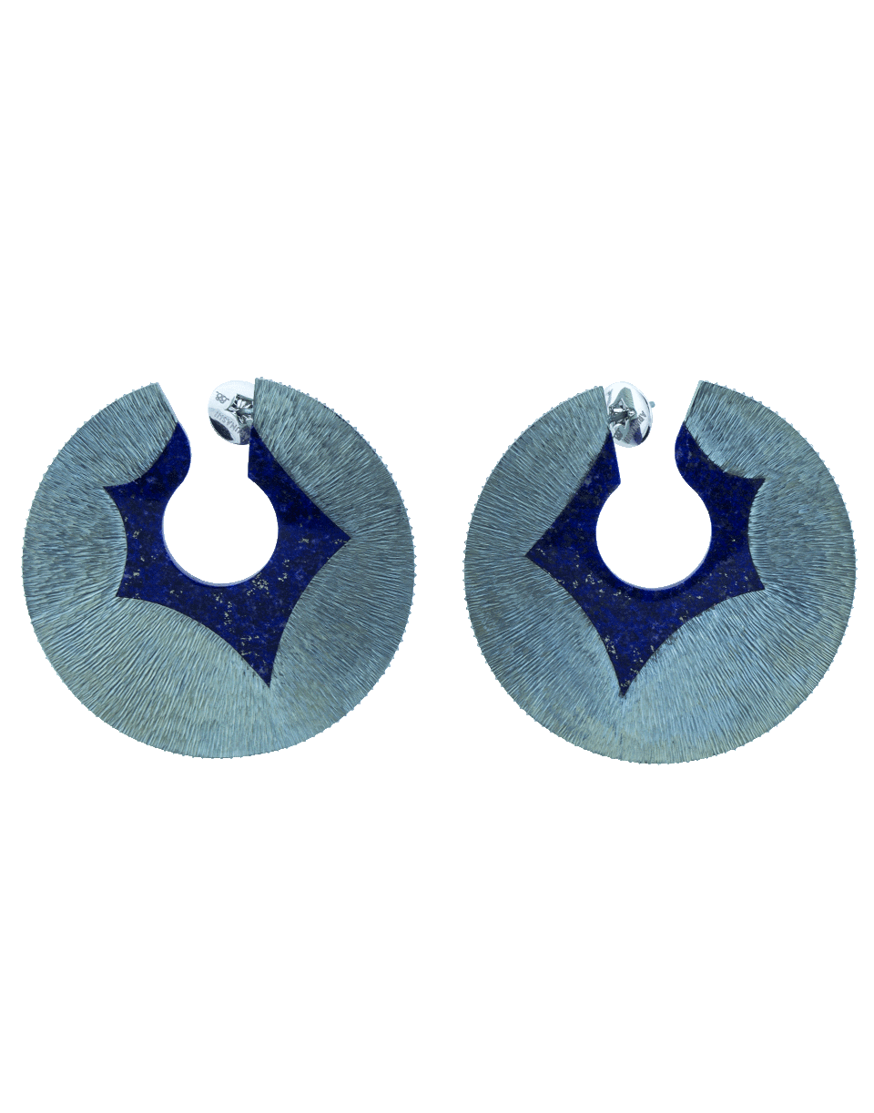 ARUNASHI-Large Paper Lapis Hoop Earrings-TITANIUM
