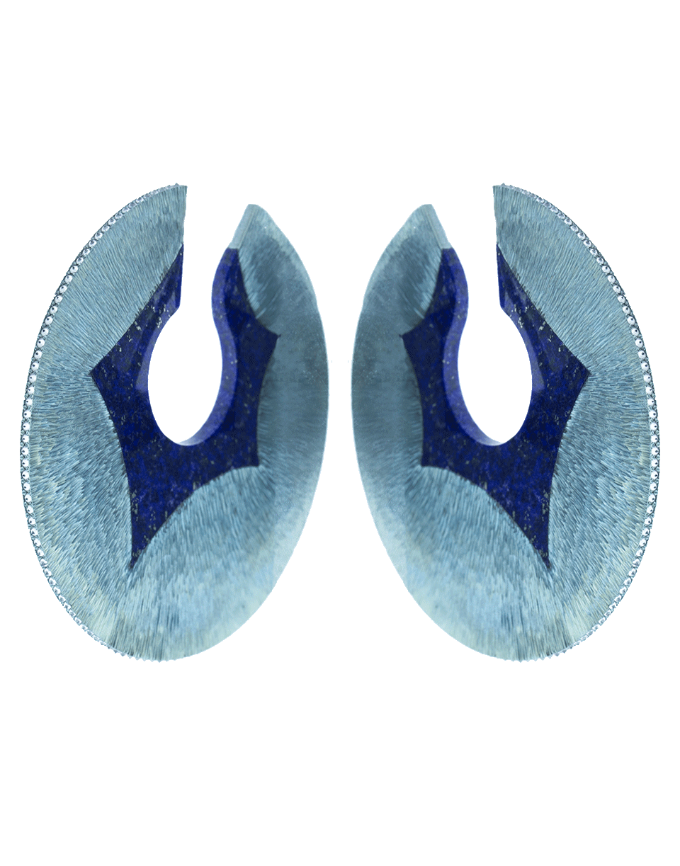 ARUNASHI-Large Paper Lapis Hoop Earrings-TITANIUM