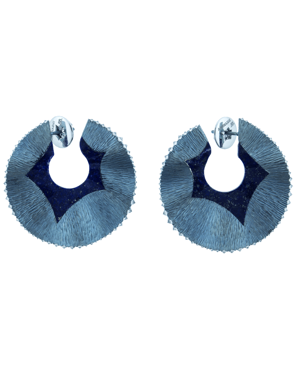 ARUNASHI-Medium Swirl Lapis Hoop Earrings-TITANIUM