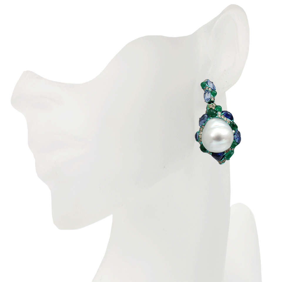 ARUNASHI-Pearl Drop Earrings-TITANIUM