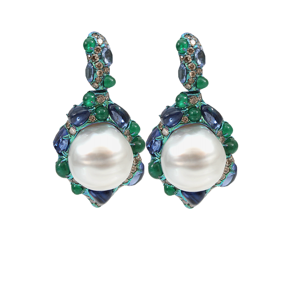ARUNASHI-Pearl Drop Earrings-TITANIUM