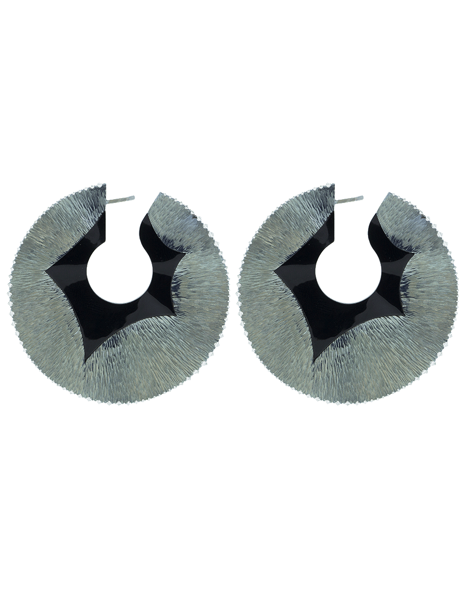 ARUNASHI-Swirl Hoop Earrings-TITANIUM