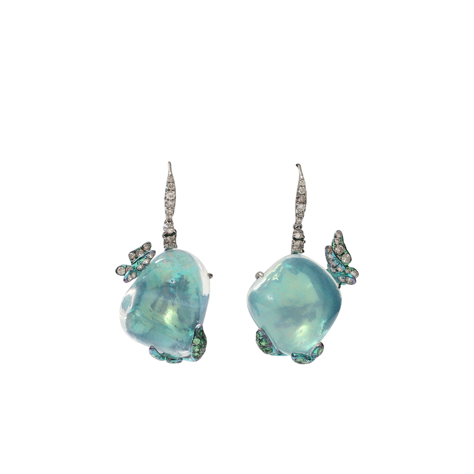 ARUNASHI-Water Opal Butterfly Earrings-TITANIUM