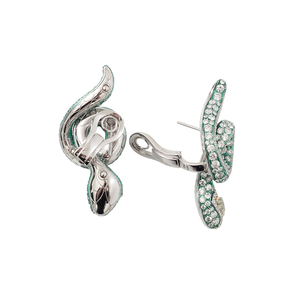 ARUNASHI-Yellow Diamond Snake Earrings-TITANIUM