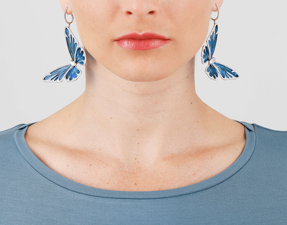 ARUNASHI-Butterfly Great Migration Earrings-WHITE GOLD
