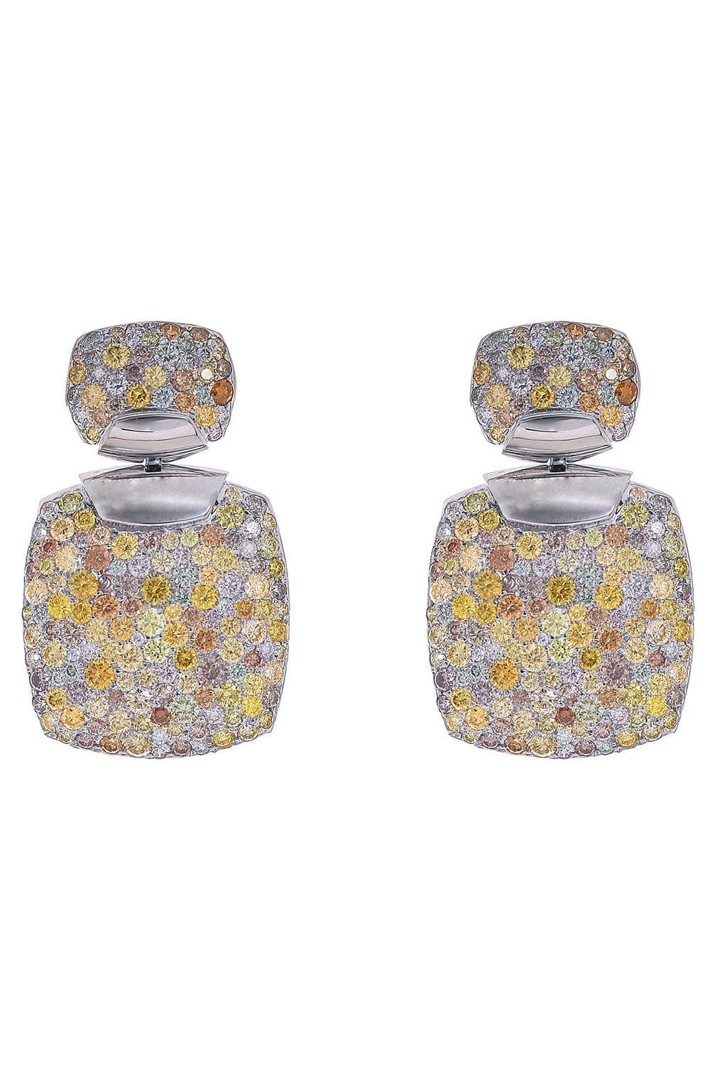 Diamond Cushion Drop Earrings