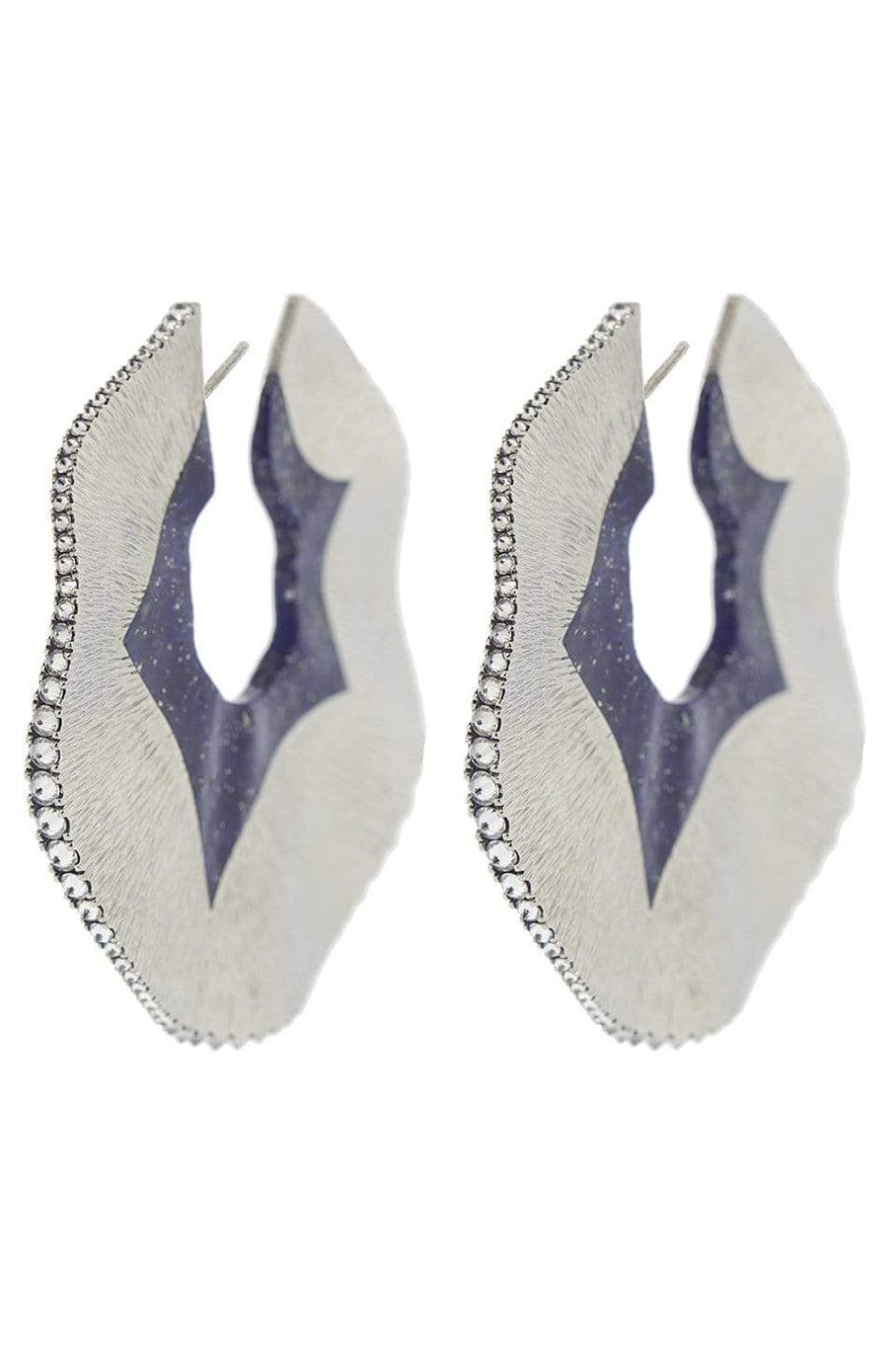 ARUNASHI-Large Lapis Swirl Hoops-WHITE GOLD