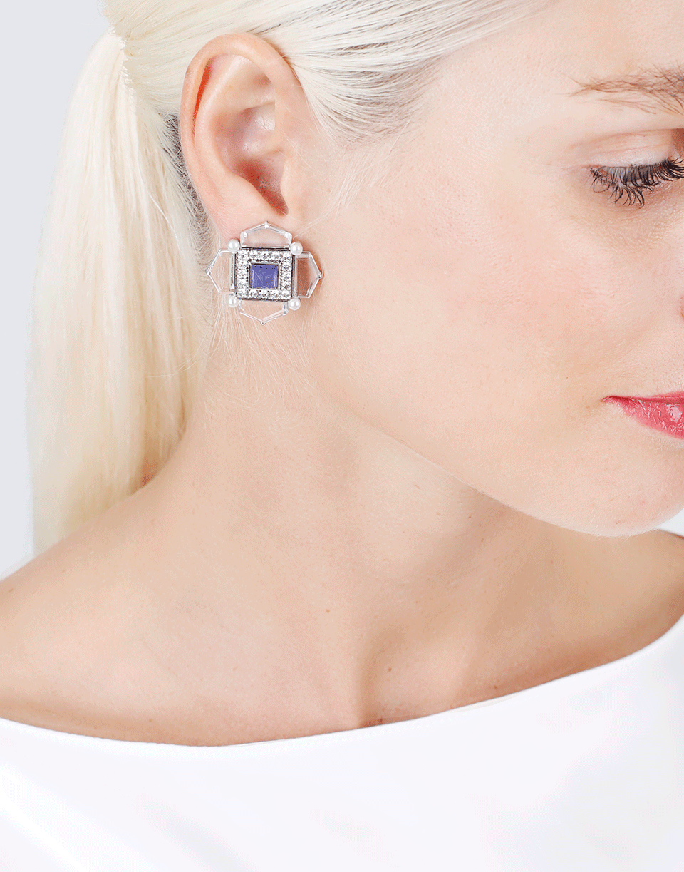 ARUNASHI-Tanzanite Pearl And Diamond Earrings-WHITE GOLD
