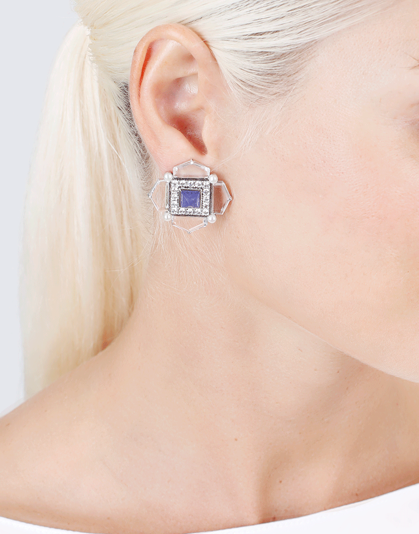 ARUNASHI-Tanzanite Pearl And Diamond Earrings-WHITE GOLD
