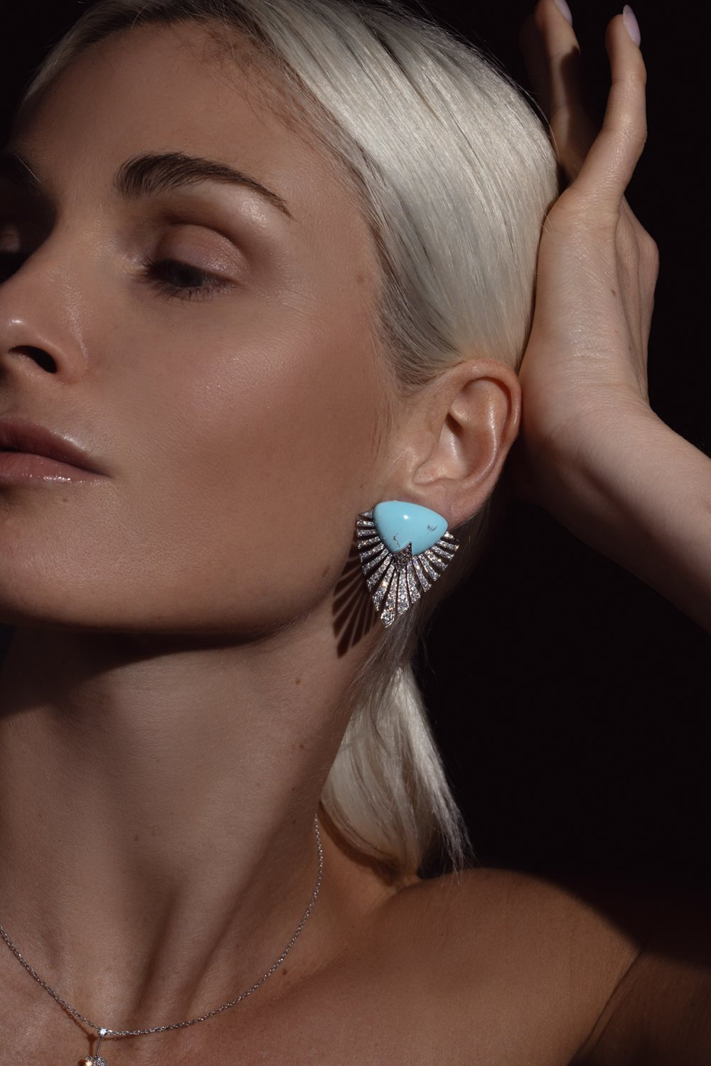 ARUNASHI-Turquoise Monarch Earrings-WHITE GOLD