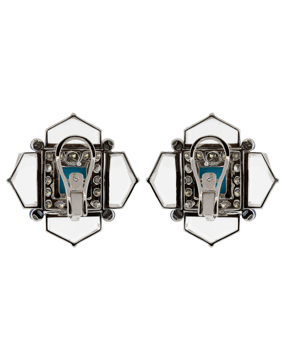 ARUNASHI-Turquoise Sapphire And Diamond Earrings-WHITE GOLD