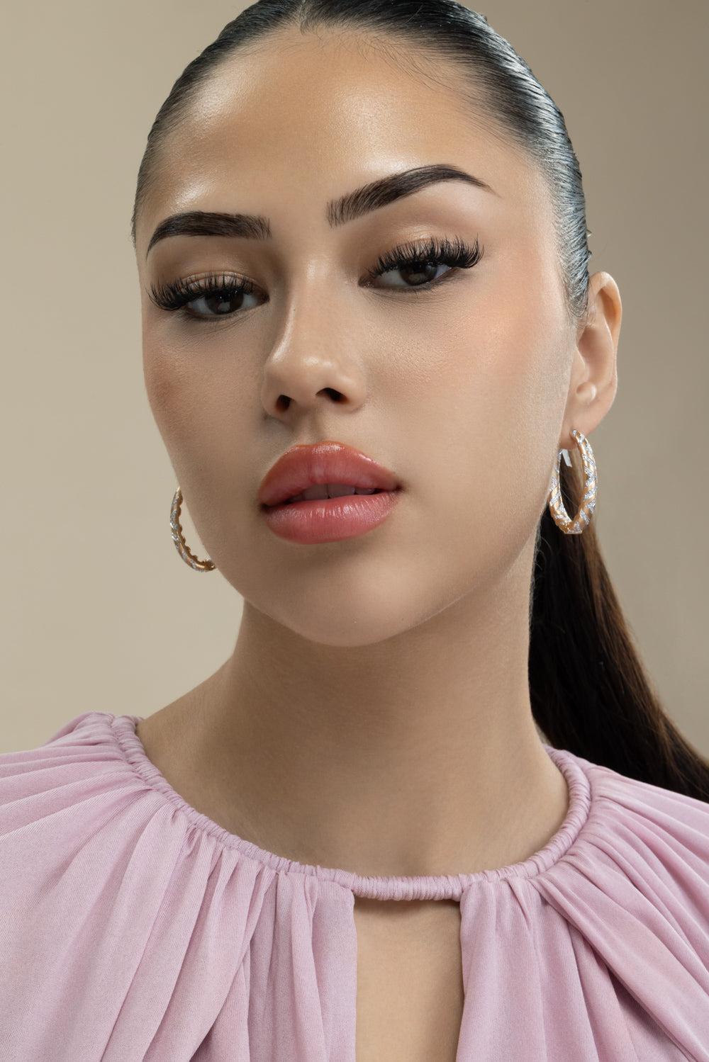 Diamond Chevron Hoop Earrings-YELLOW GOLD-JEWELRYFINE JEWELEARRING-ARUNASHI