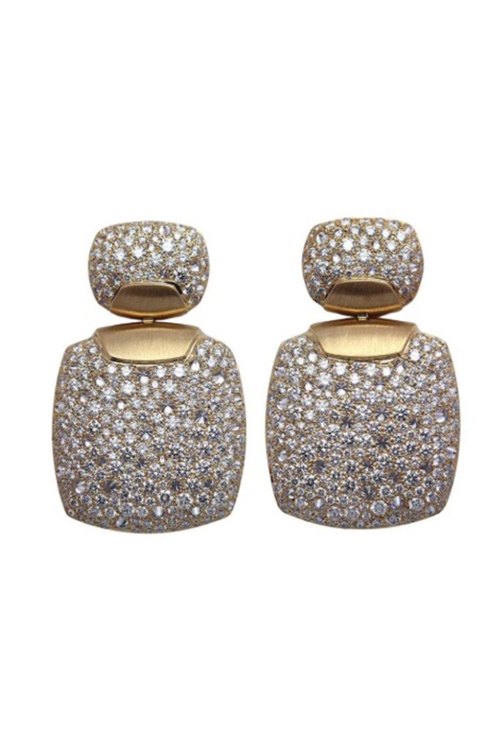 Diamond Square Earrings-YELLOW GOLD-JEWELRYFINE JEWELEARRING-ARUNASHI
