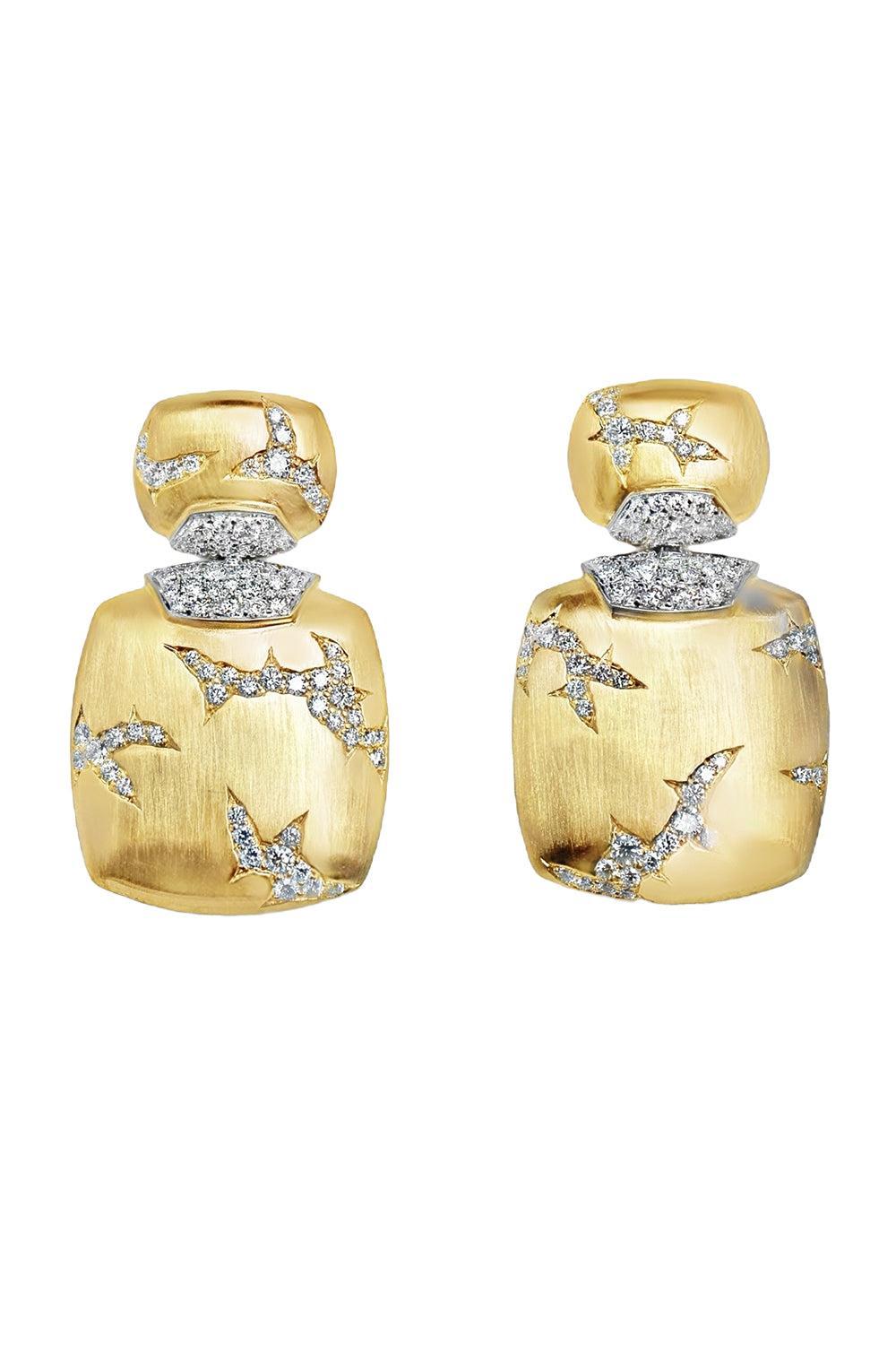 Diamond Square Lightening Earrings-YELLOW GOLD-JEWELRYFINE JEWELEARRING-ARUNASHI
