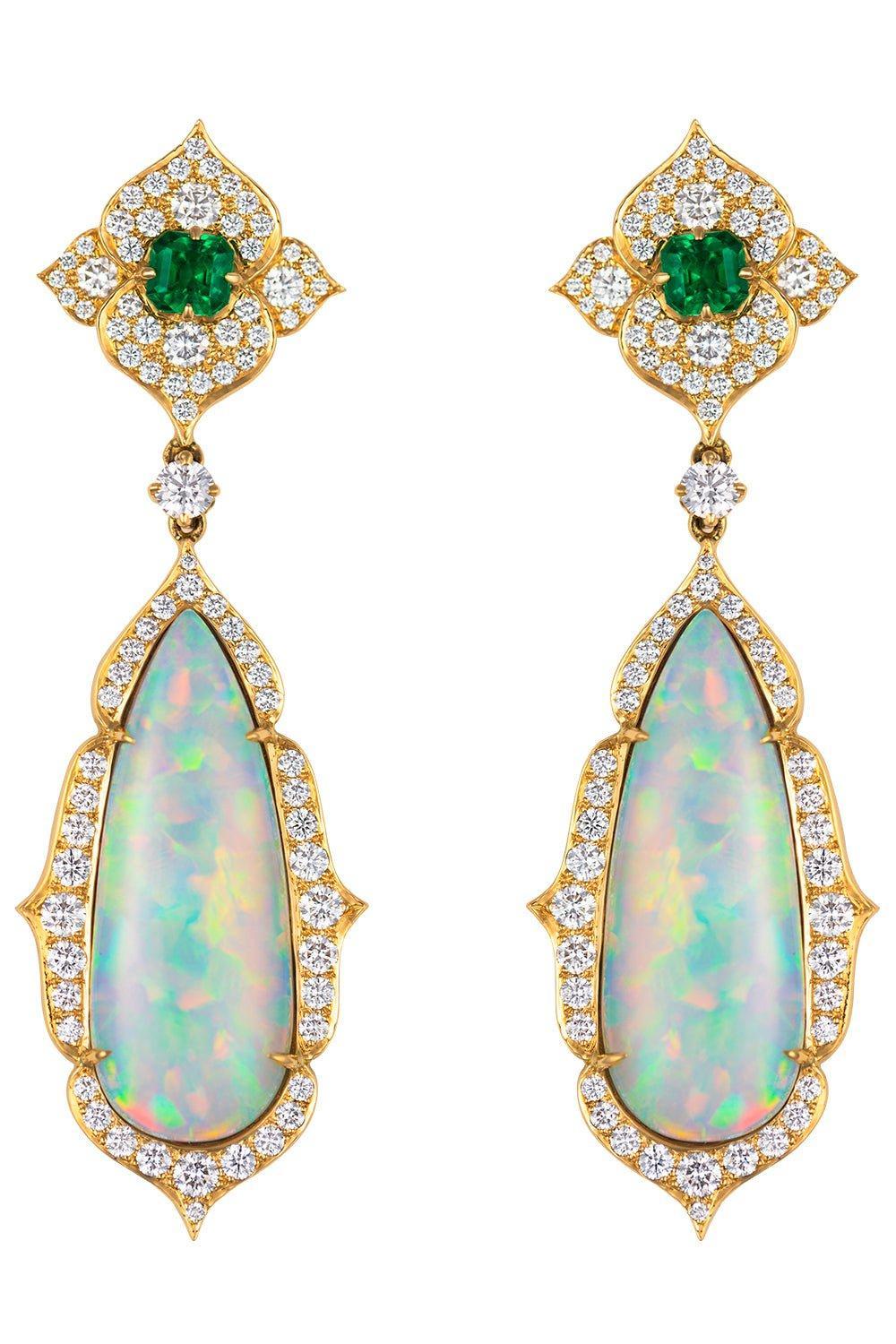 ARUNASHI-Emerald Opal Earrings-YELLOW GOLD