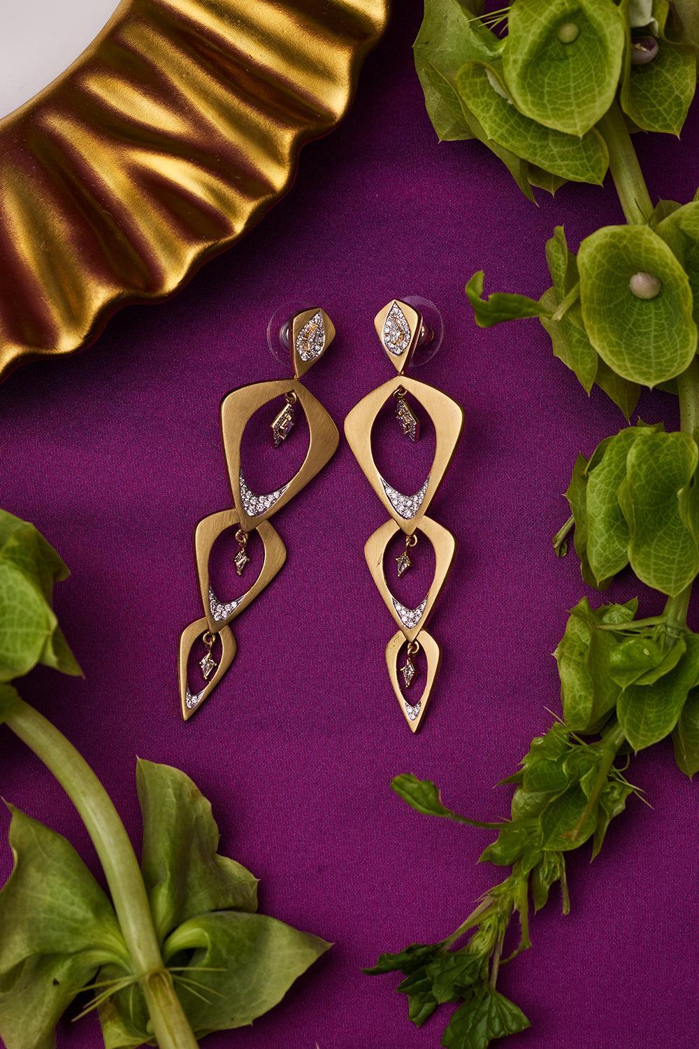 Wicker 3 Layer Earrings-YELLOW GOLD-JEWELRYFINE JEWELEARRING-ARUNASHI