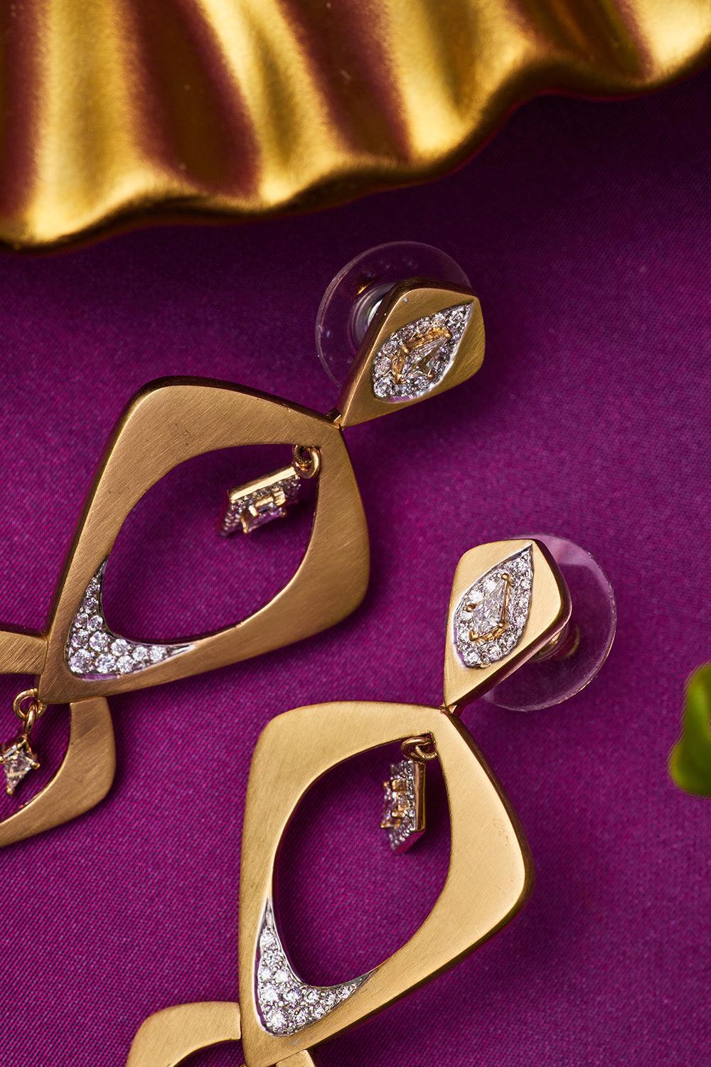 Wicker 3 Layer Earrings-YELLOW GOLD-JEWELRYFINE JEWELEARRING-ARUNASHI