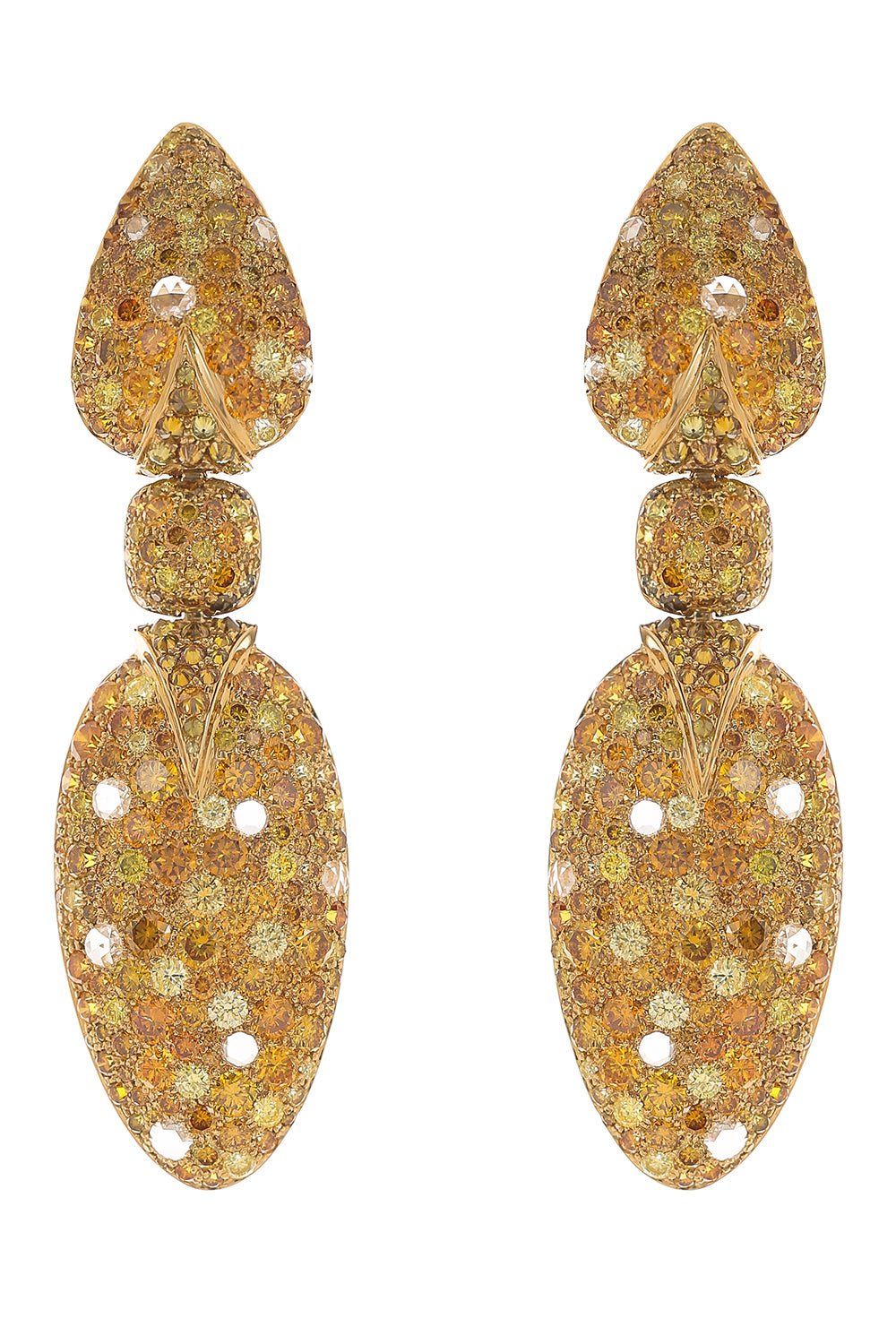 ARUNASHI-Yellow Orange Diamond Earrings-YELLOW GOLD