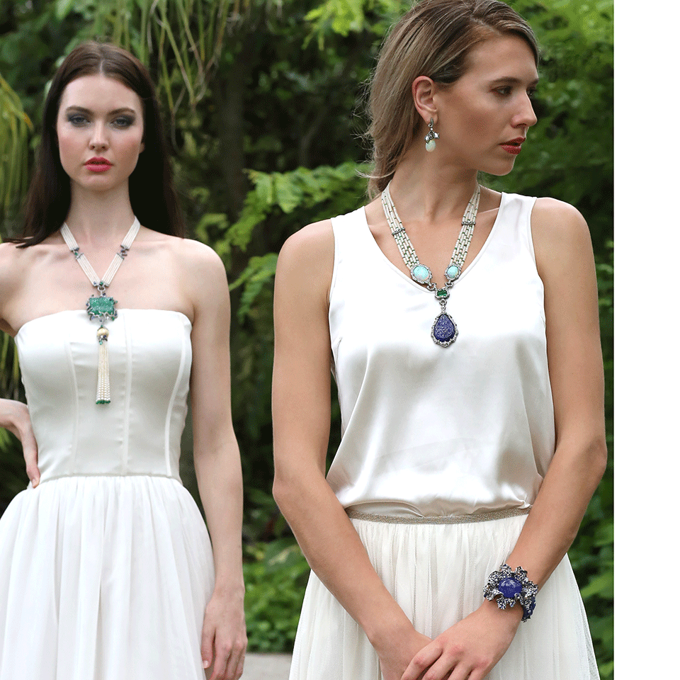 ARUNASHI-Carved Tanzanite Necklace-BLACK GOLD