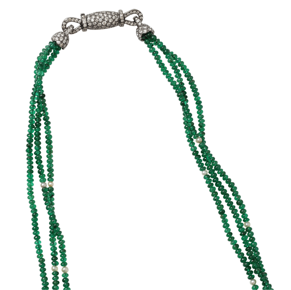 ARUNASHI-Emerald And Opal Flower Necklace-BLACK GOLD