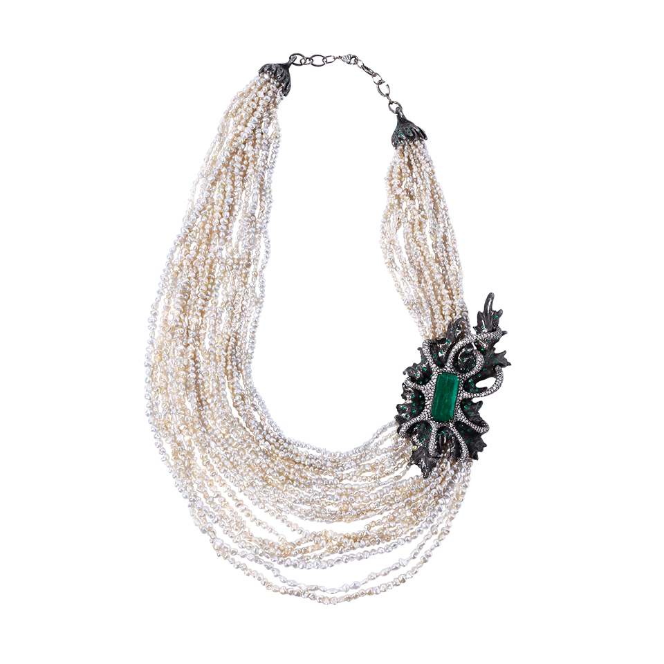ARUNASHI-Keshi Pearl Necklace-BLACK GOLD