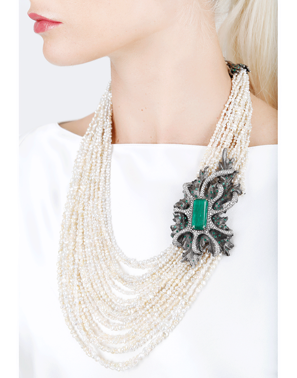 ARUNASHI-Keshi Pearl Necklace-BLACK GOLD